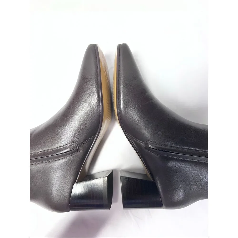 Everlane THE DAY BOOT Dark Brown Leather Ankle Boots Block Heel Minimalist 5 NWB